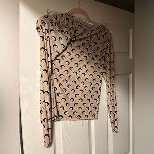 Marine Serre Tan and Black Crescent Moon Top